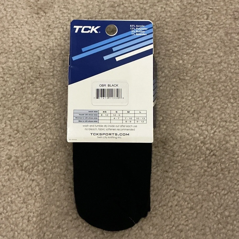 TCK Black Baseball Socks - Size M